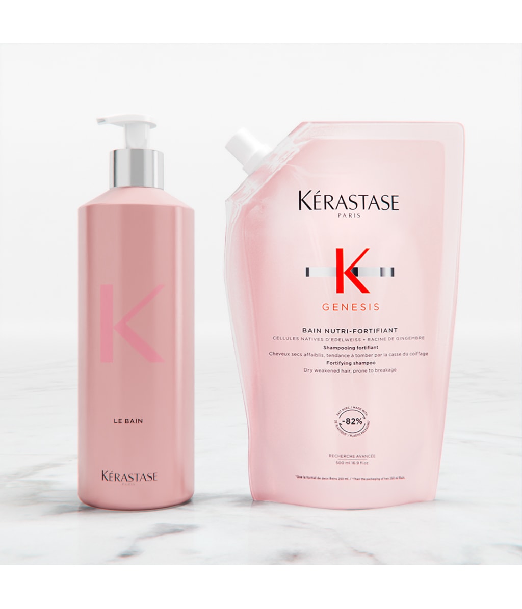 Шампунь Kerastase Genesis Bain Nutri-Fortifiant питательный, против выпадения, для сухих волос, сменный блок, 500 мл — фото 3