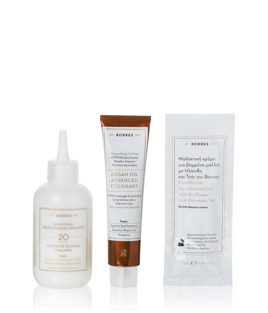Безаммиачная краска для волос Korres Argan Oil Advanced Colorant, с аргановым маслом, оттенок 7.0 — фото 3