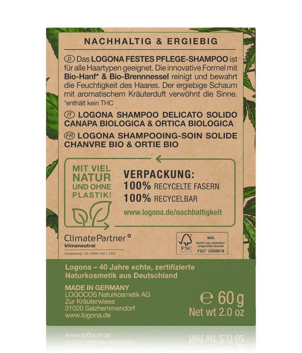 Produktbild 3 von 6, Logona Bio-Hanf & Bio-Brennessel Festes Shampoo