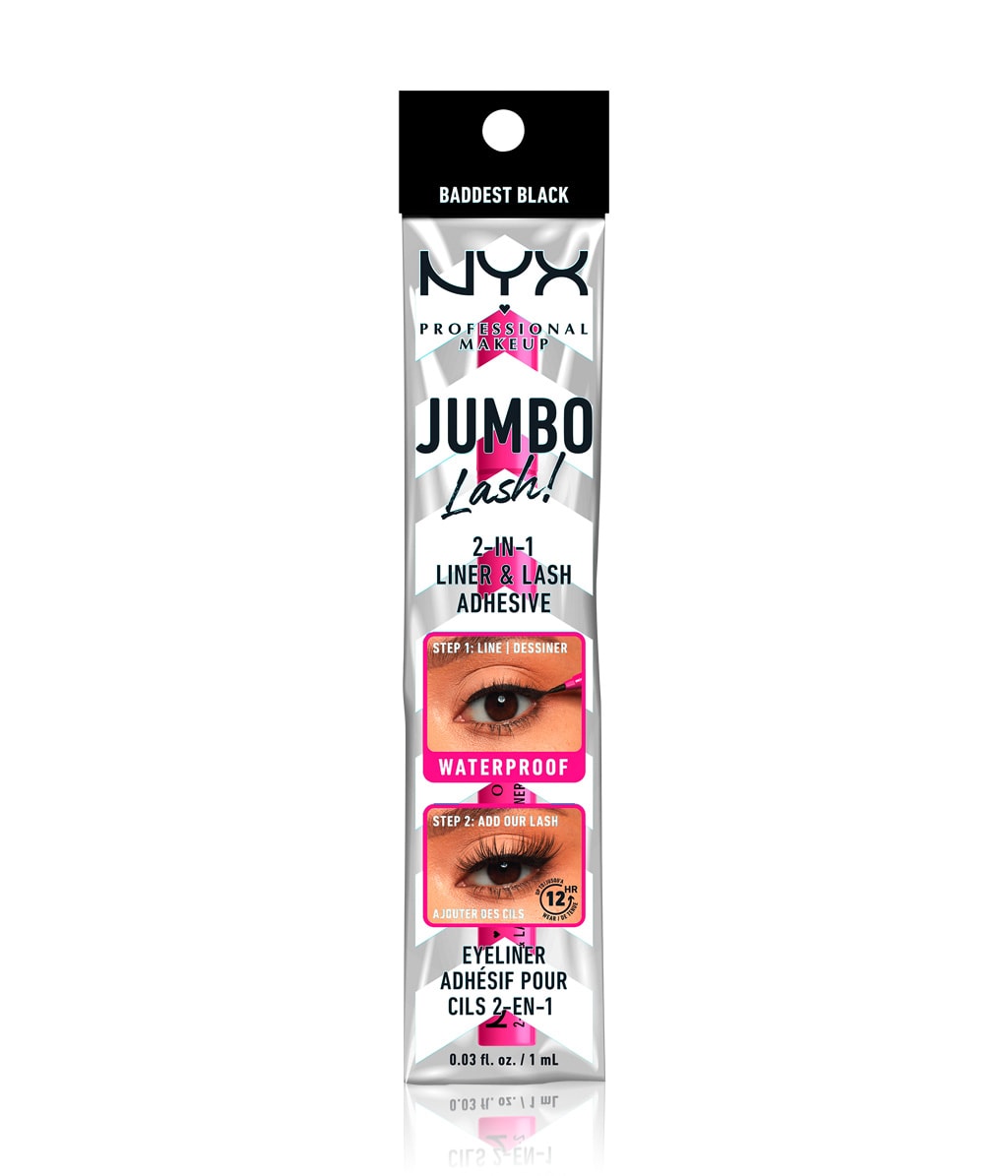 Клей для ресниц NYX Professional Makeup Jumbo Lash! 2 в 1 с подводкой, оттенок Baddest Black, 1 мл