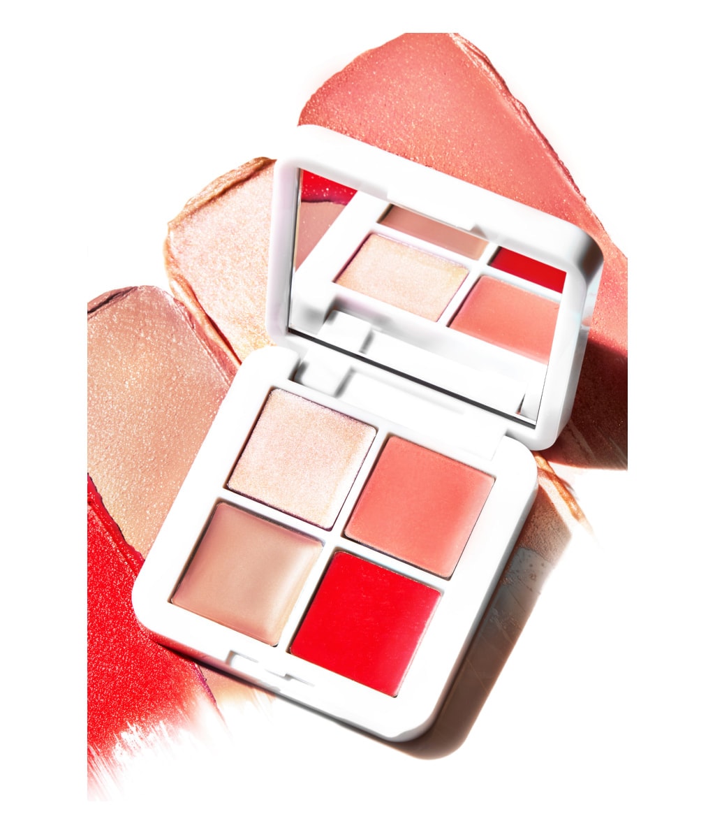 Мини-палетка Rms Beauty Lip2Cheek Glow Quad Mini, румяна для губ и щёк и хайлайтер — фото 3