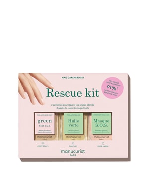 manucurist Nail & Hand Care Rescue Kit Base Sos + S.o.s. Mask + Huille Verte Nagelverzorgingsset 1 st