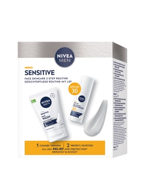 NIVEA MEN Sensitive routine set vaskegel og beskyttende pleje SPF30 Ansigtsplejesæt