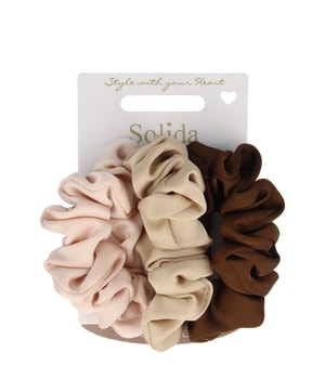 Solida Scrunchie rosa, beige, brun Hårelastik