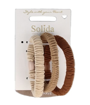 Solida Haargummi gerafft beige, braun 6 cm Hårelastik