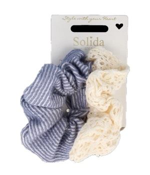 Solida Scrunchie blau, weiß 11 cm Hårelastik