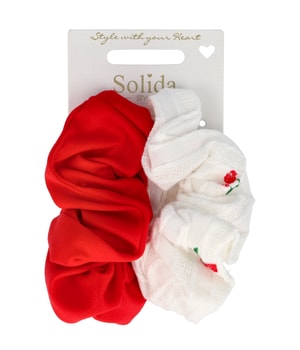Solida Scrunchie 11 cm rot, weiß Hårsnodd