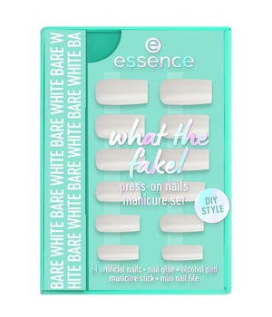 essence what the fake! PRESS-ON NAILS manicure set - bare white Zestaw do pielęgnacji paznokci 28 szt. Nr. 04 - Bare White