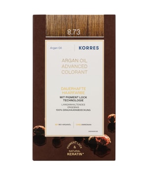Korres Argan Oil trwała farba do włosów z olejkiem arganowym odcień 8.73 Golden Caramel 50 ml można nabyć na stronie Flaconi.pl