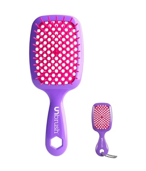 UNbrush Detangling Brush & Super Mini Keychain Gift Set - Neon Purple Coffret cheveux