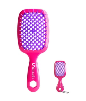 UNbrush Detangling Brush & Super Mini Keychain Gift Set - Neon Pink Coffret cheveux
