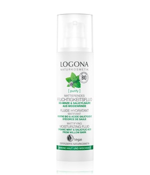LOGONA Purify Fluide hydratant matifiant Menthe bio & Acide salicylique issu d'écorce de saule Fluide visage