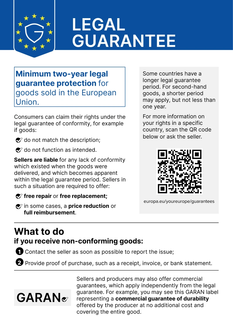 Image of legal guarantee notice
