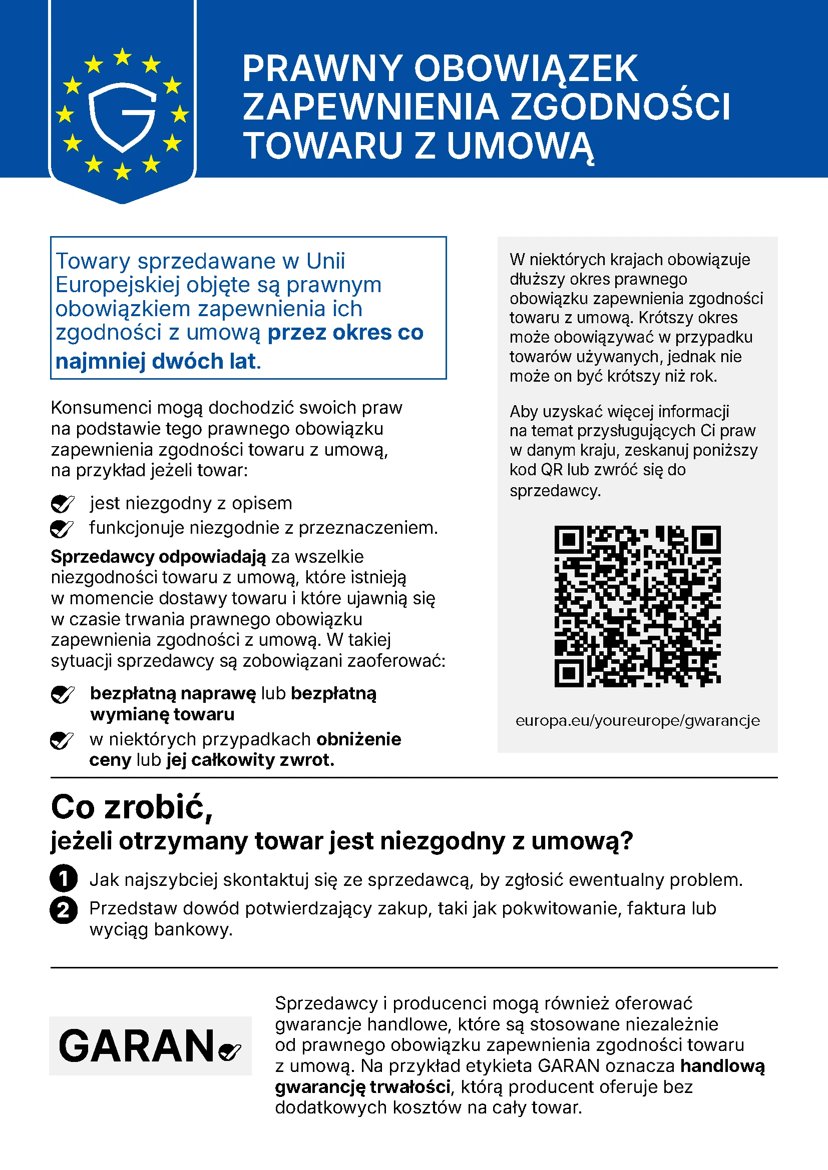 Ilustracja dotycząca informacji o gwarancji ustawowej